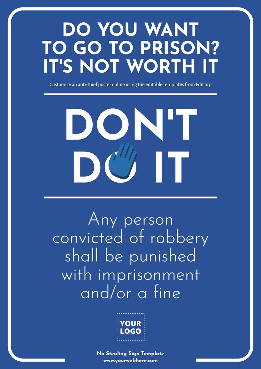 Customizable thieves will be prosecuted poster template