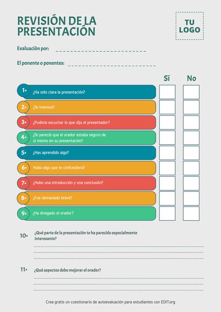 Fichas De Autoevaluación Del Alumno Editables Online