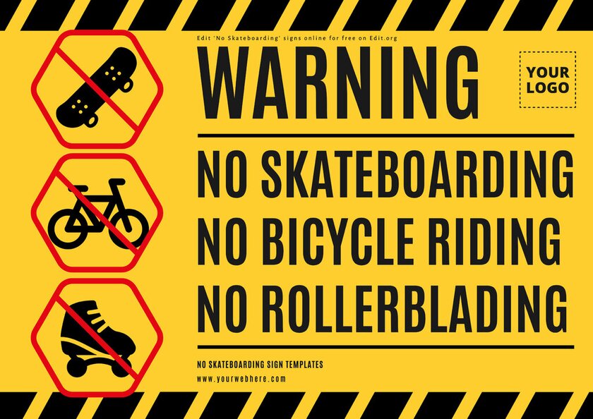 Printable no skateboarding poster to edit online