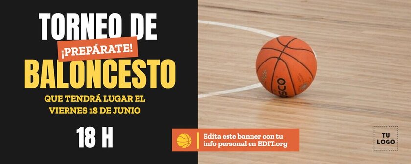Banner editable para anunciar fácil un torneo de baloncesto