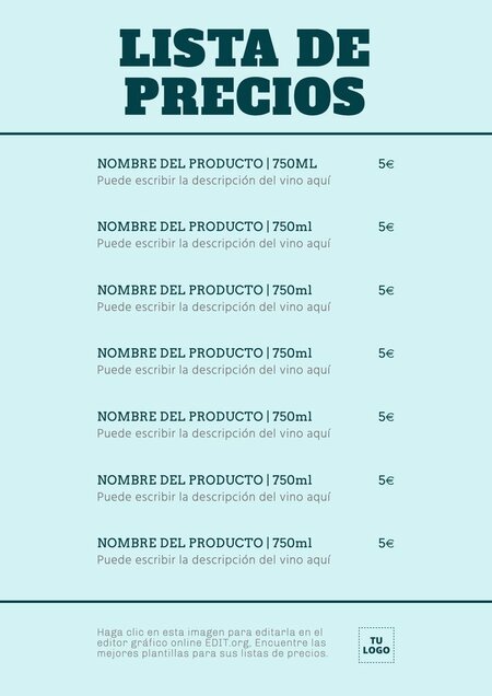 Plantillas de listas de precios