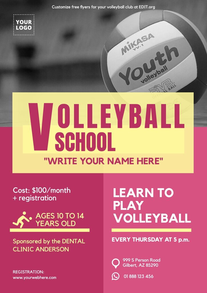 Flyer volleyball for classes to customize online