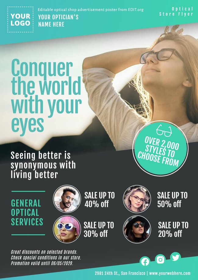 Optical Store Advertisement Poster Templates