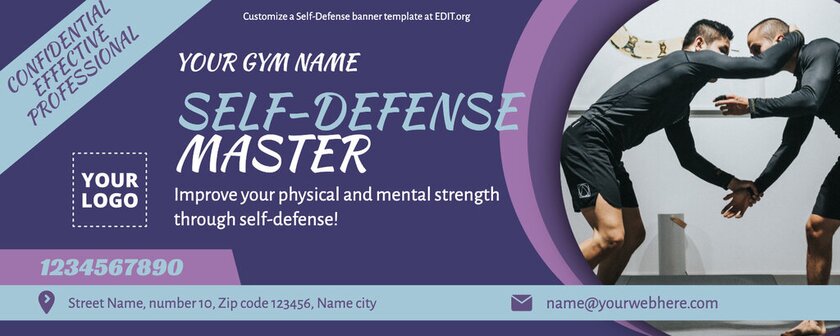 Editable self defense courses banners online
