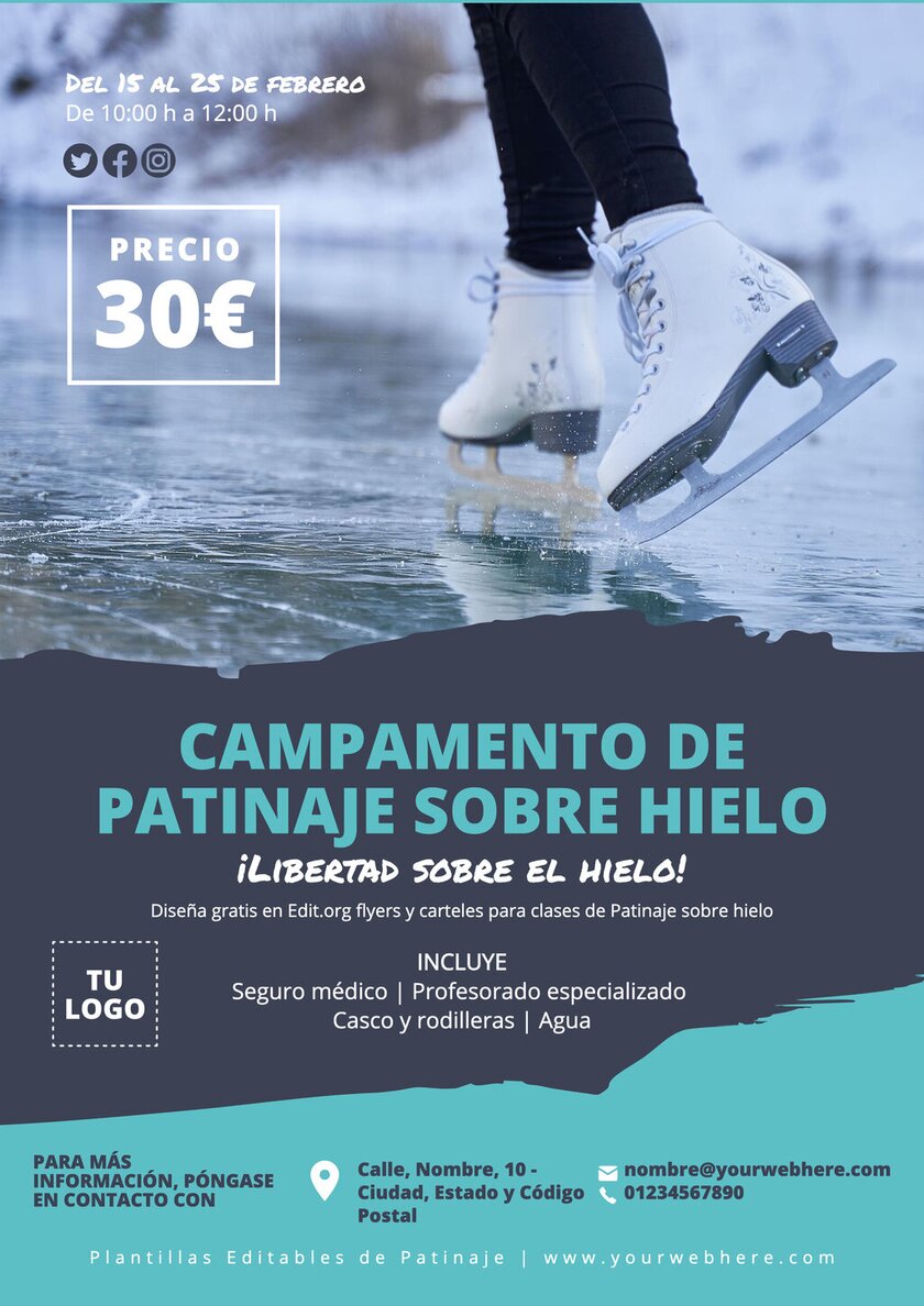 Crea anuncios de patinaje en hielo personalizados online