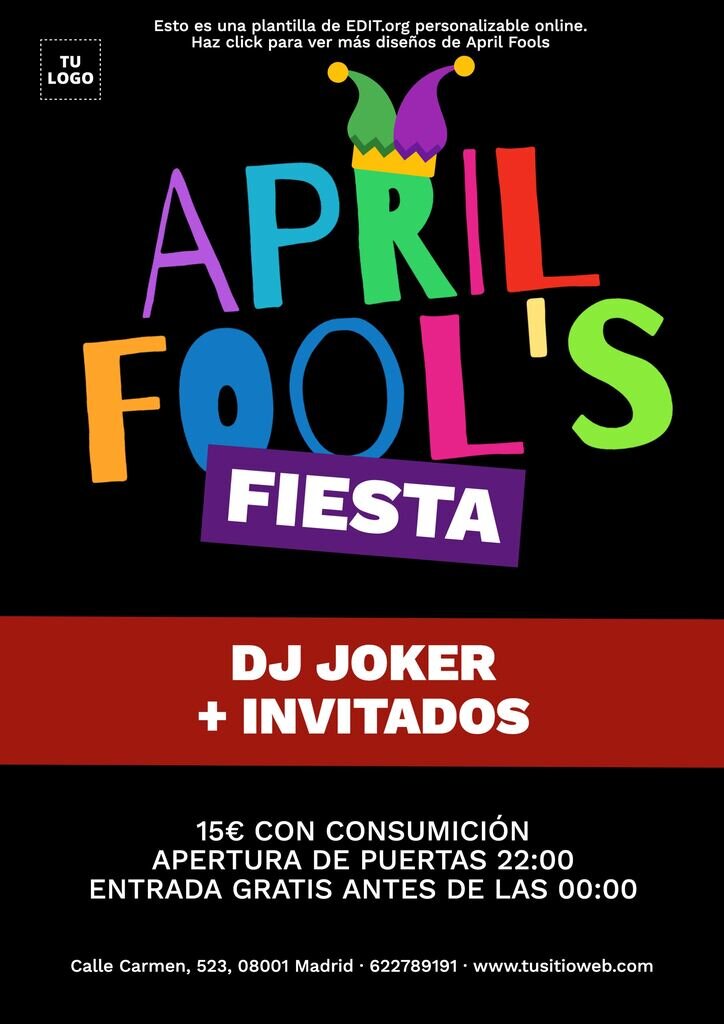 Poster de fiesta April Fools para editar online gratuitamente