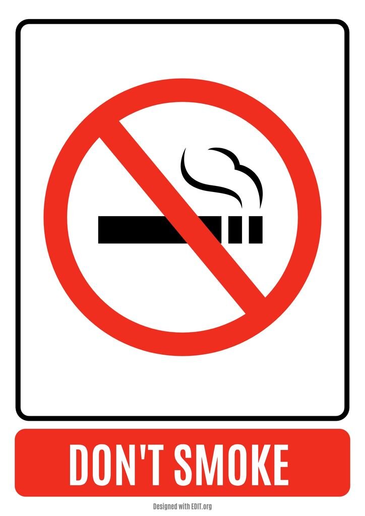 Do not smoke sign to edit and print