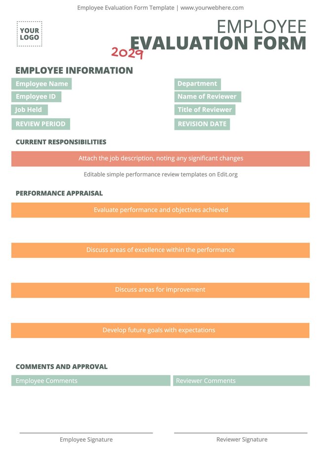 Free Employee Performance Review Templates 5359