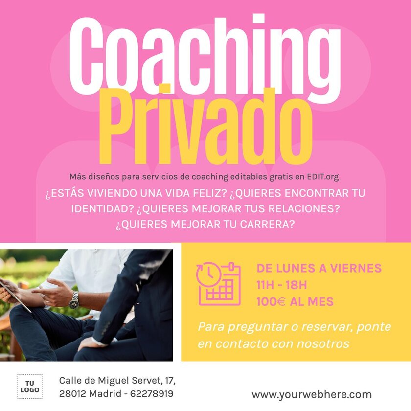 Plantillas para promocionar servicios de coaching