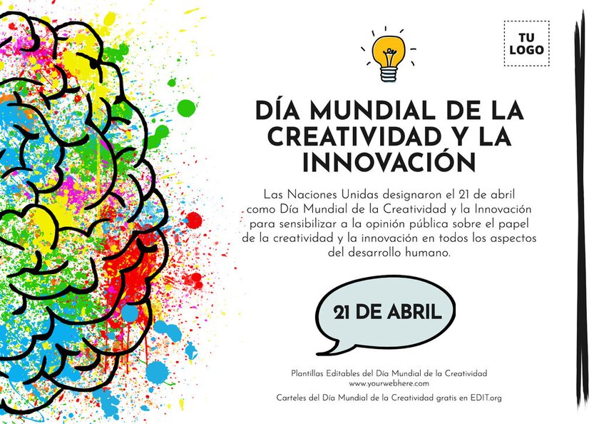 Carteles gratis para el dia mundial Día la Creatividad e Innovacion