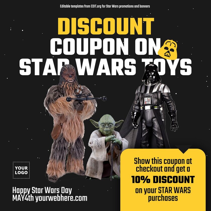 Customizable Star Wars Day banner template for discounts