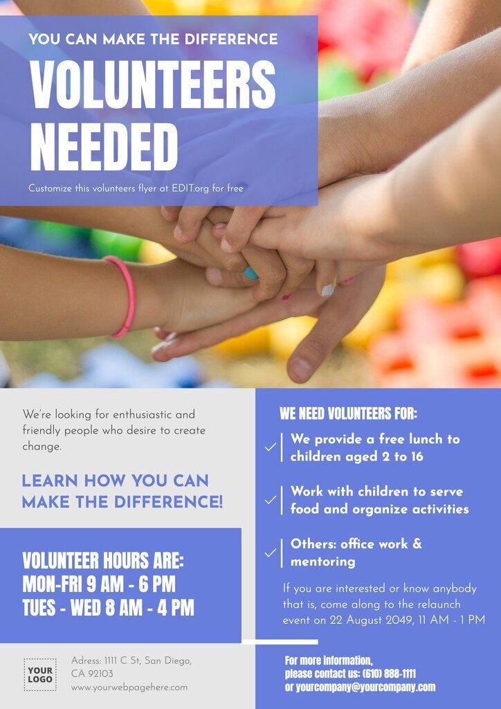 Free volunteer flyer examples to edit and print