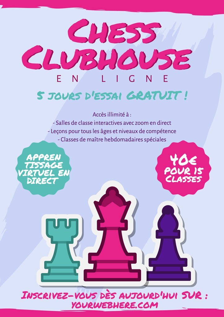 Modèle de club d'échecs éditable en ligne