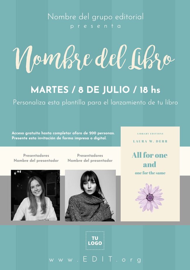 Invitaciones editables para Presentaciones de Libros