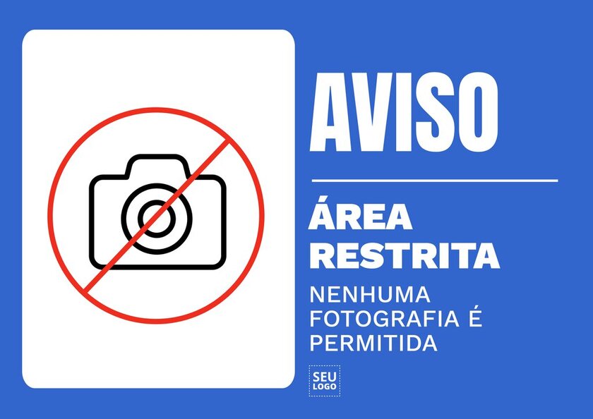 Banner personalizável para proibir cameras e telefones