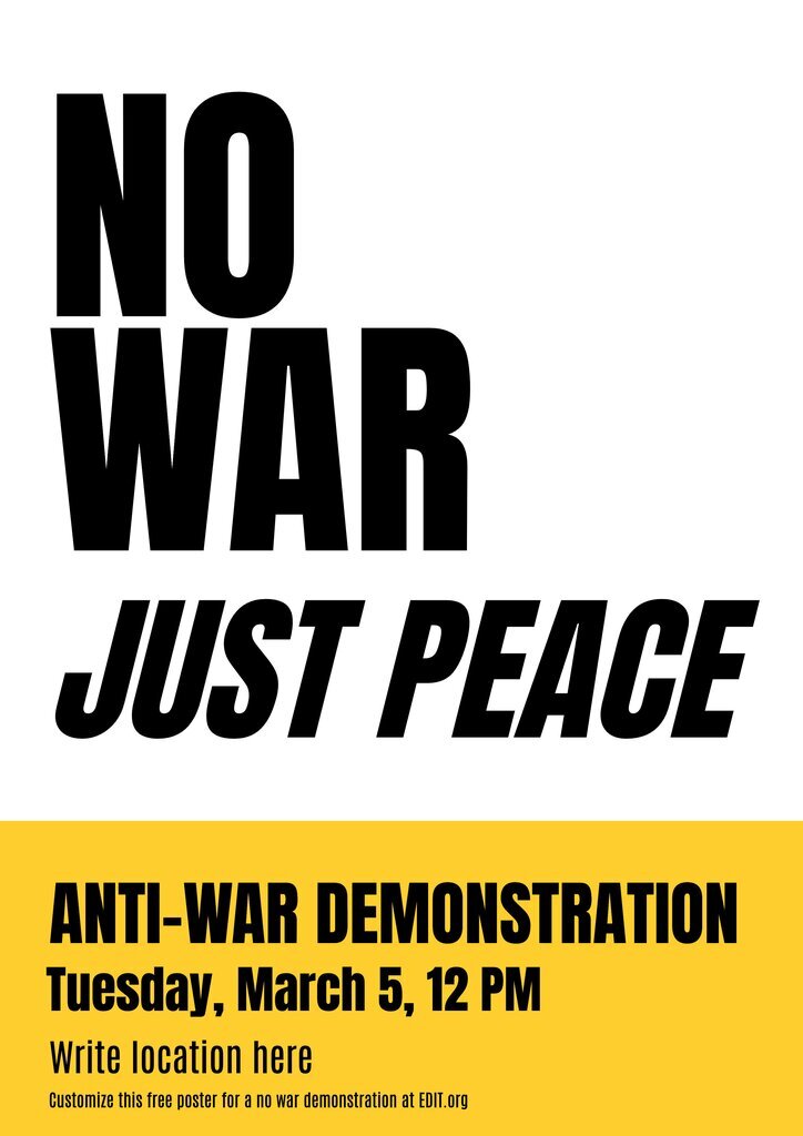 Modelli gratuiti di cartelli contro la guerra