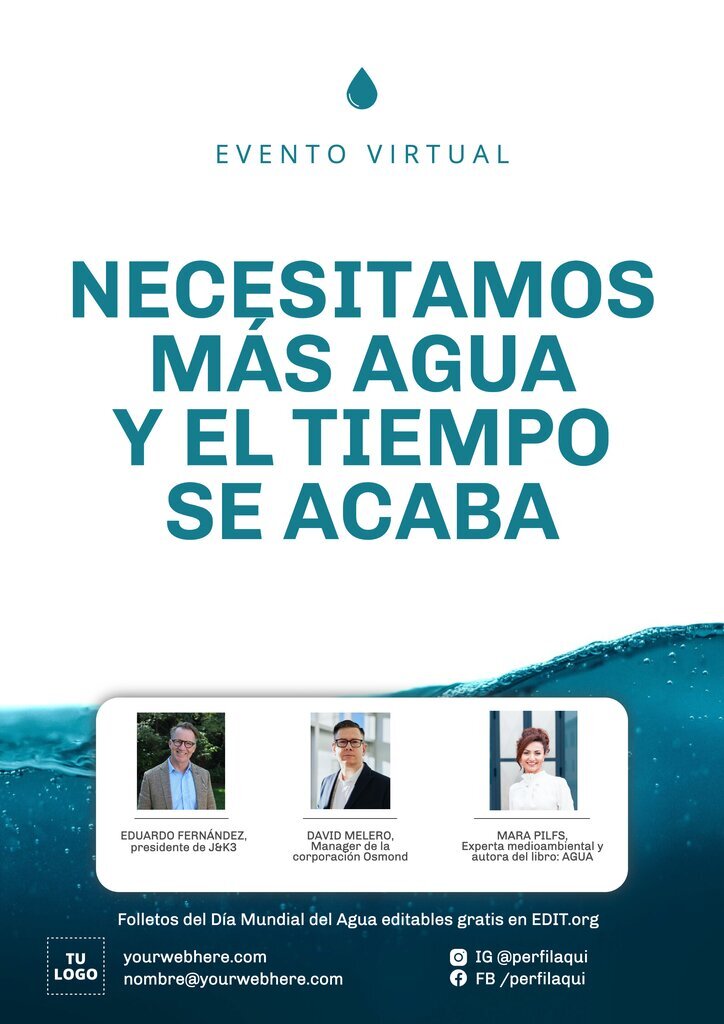 Flyers gratis personalizables del Día del Agua