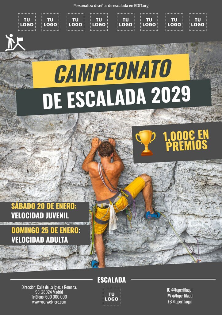 Folleto gratis de campeonato de escalada para imprimir