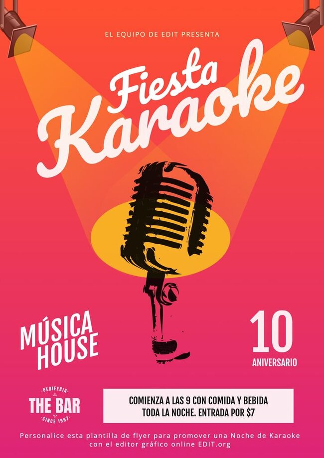 Flyers para fiestas de Karaoke editables