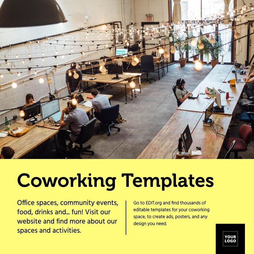 Editable template for coworking spaces to edit online