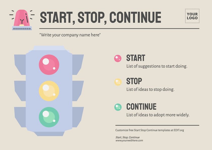 Editable free Start Stop Continue designs online