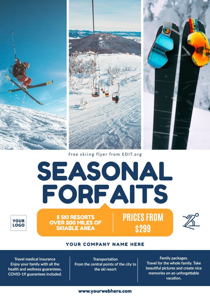 Editable flyer ski for seasonal forfaits