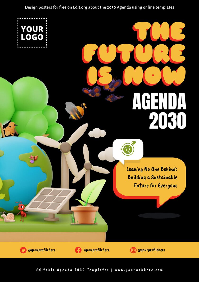 Editable poster about sustainable development and Agenda 2030