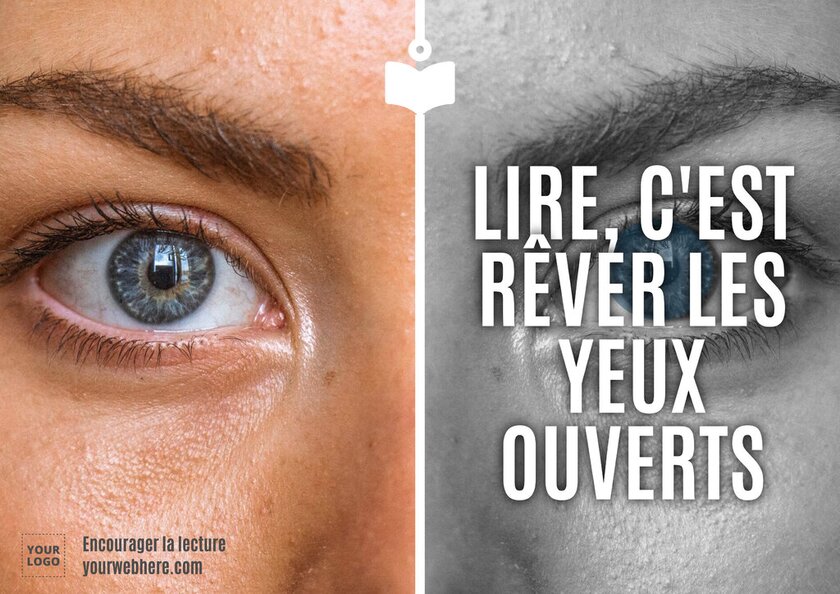 modèle d'affiche de lecture éditable pour encourager la lecture avec un visage