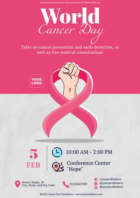 Editable World Cancer Day Poster Templates