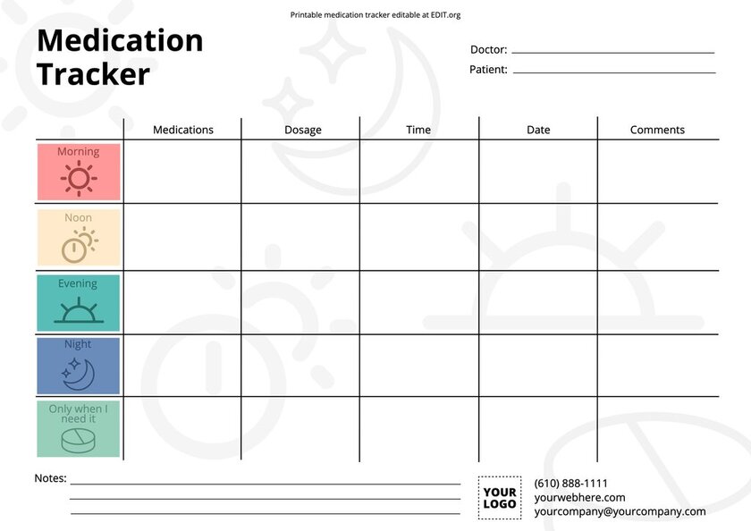 Free medicine tracker templates