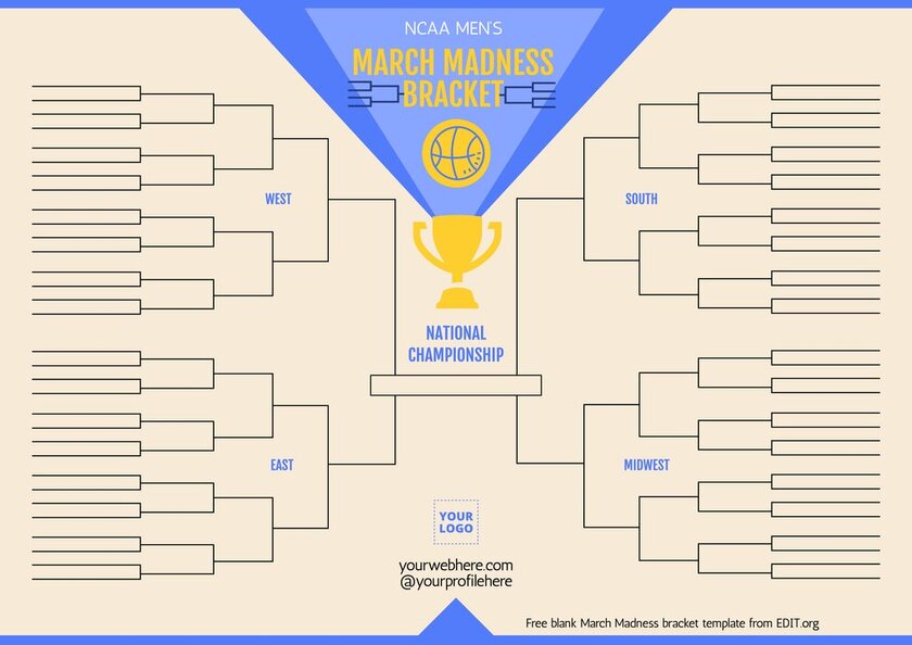 Free March Madness blank bracket template