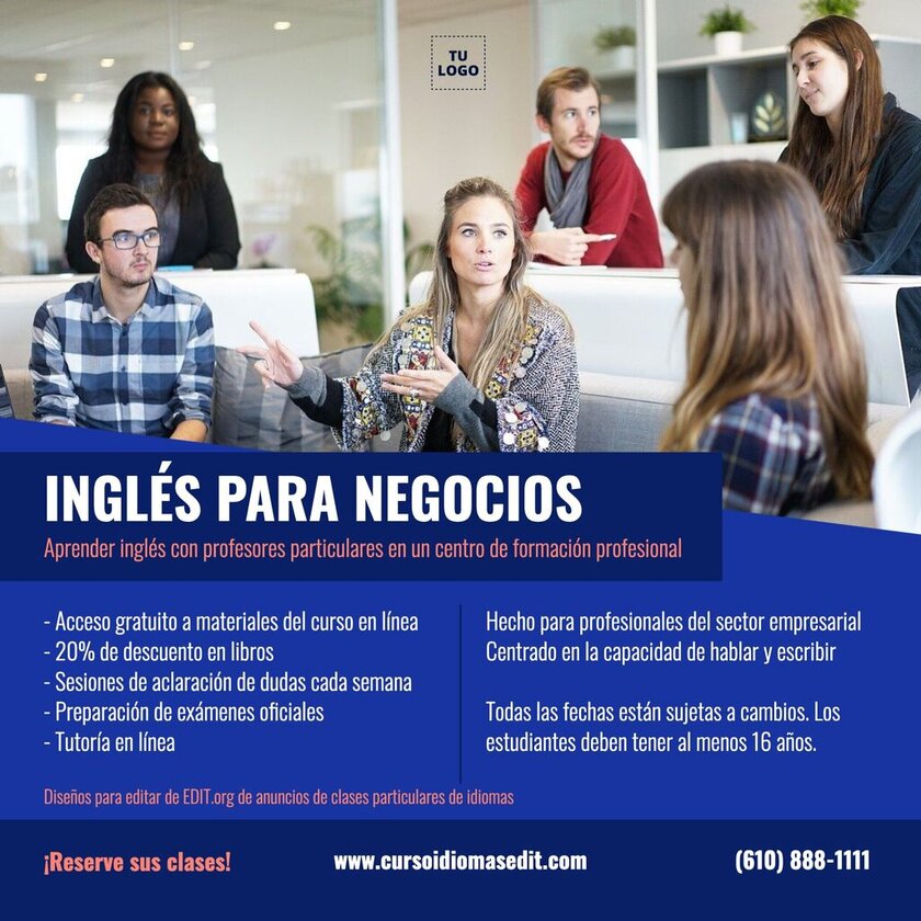 Designs para anúncios de aula e cursos de idiomas