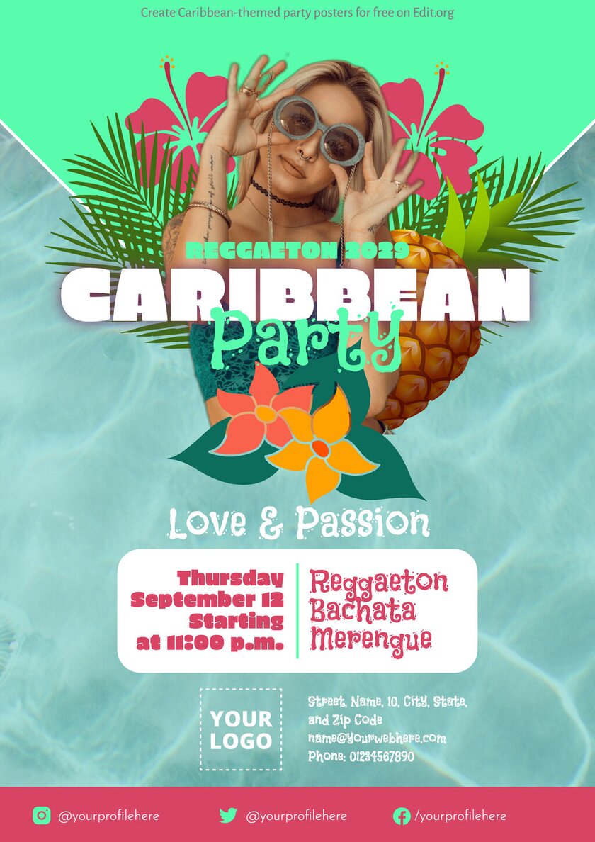 Customizable flyer for a Caribbean Style Party