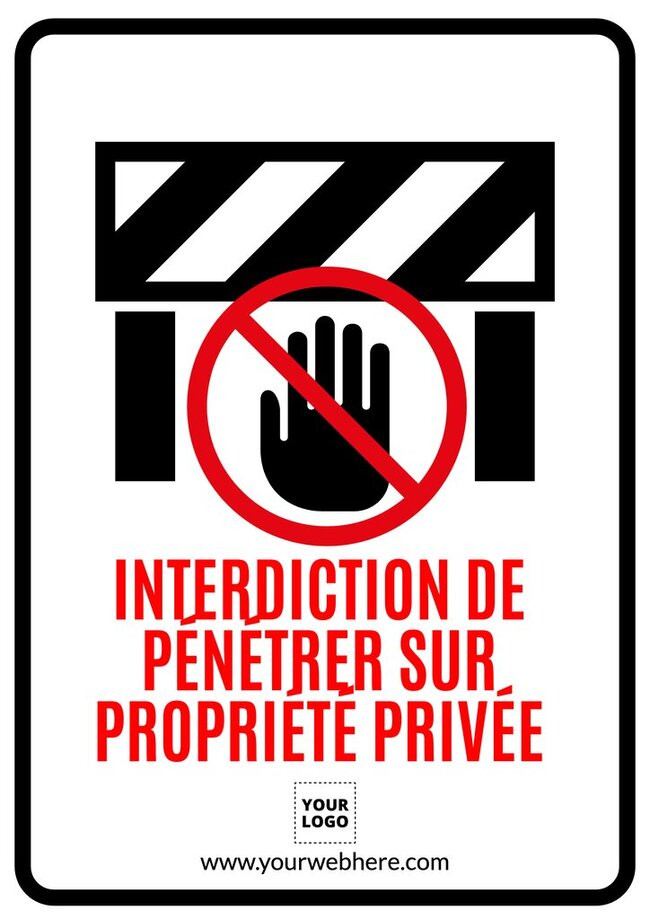 Panneaux Ne pas entrer éditables en ligne