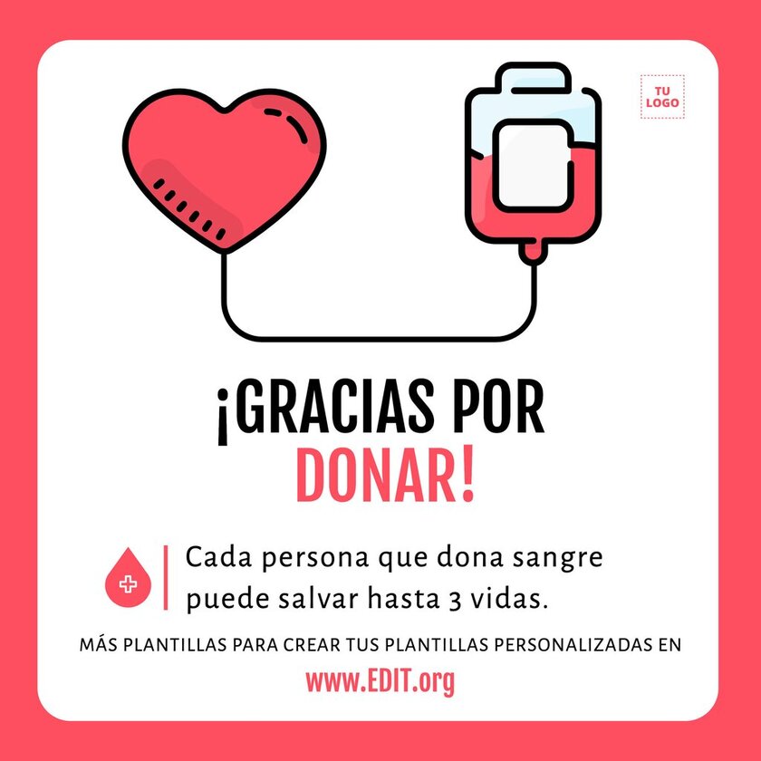 Plantilla para editar online para crear banners personalizados de agradecimiento a Donantes de Sangre