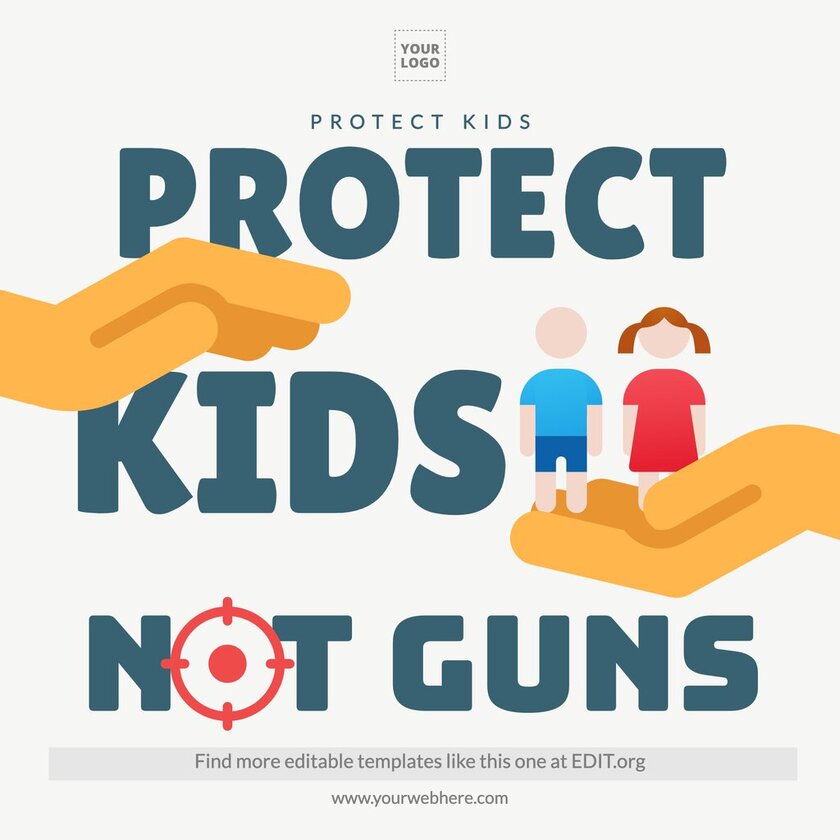 No violence poster of no kids not guns