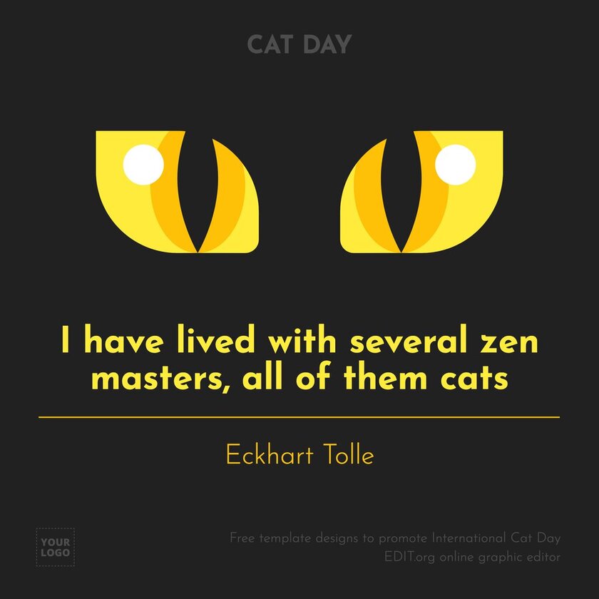 Vorlage zum Tag der Katze mit Bild und Zitat, zum kostenlosen Bearbeiten online