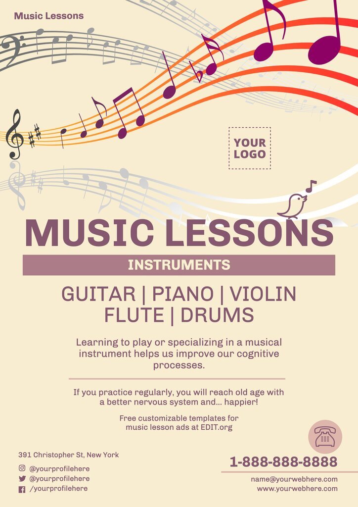 Poster gratuito per lezioni di musica vocale