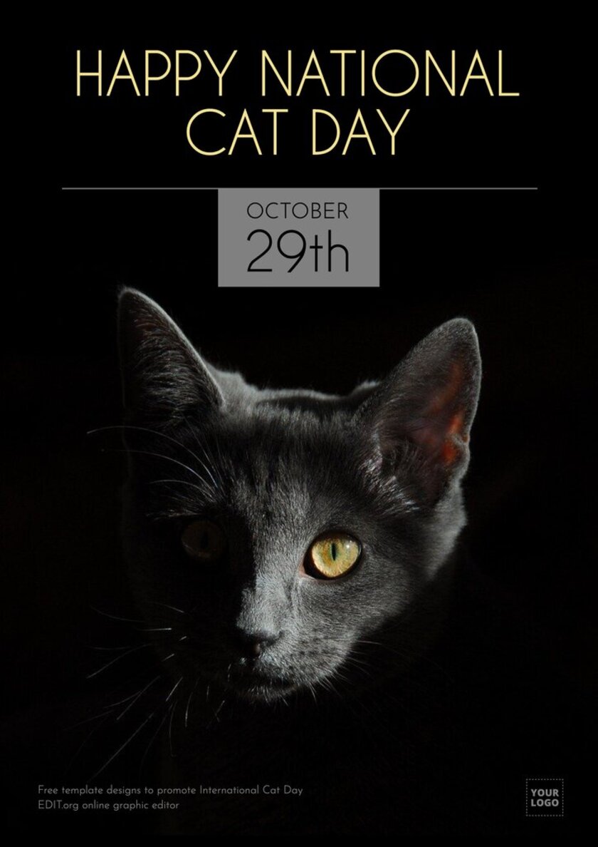 National Cat Day (October 29th) customizable template to edit online