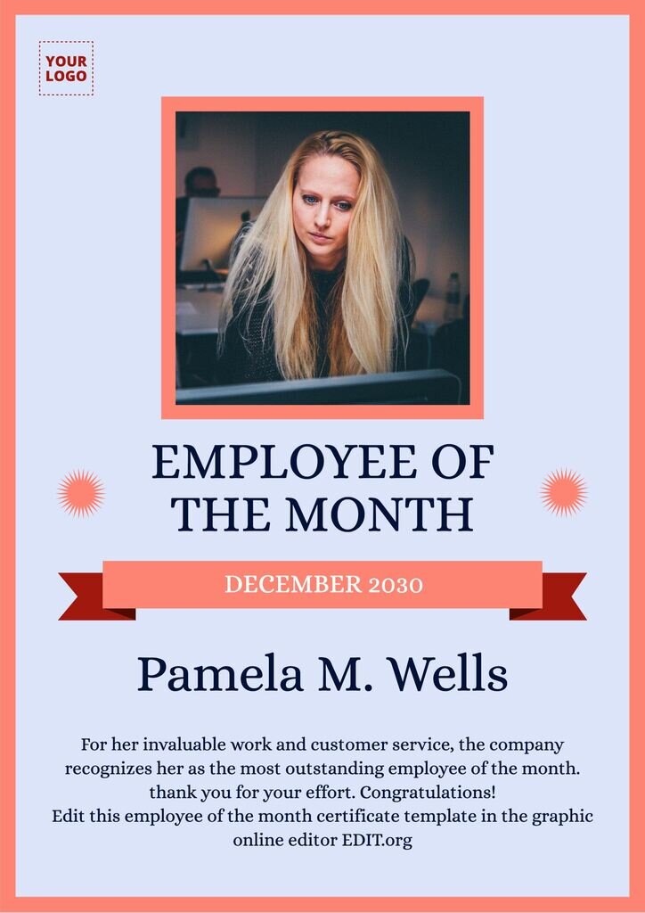 Employee of the month certificate sign template to edit online for free