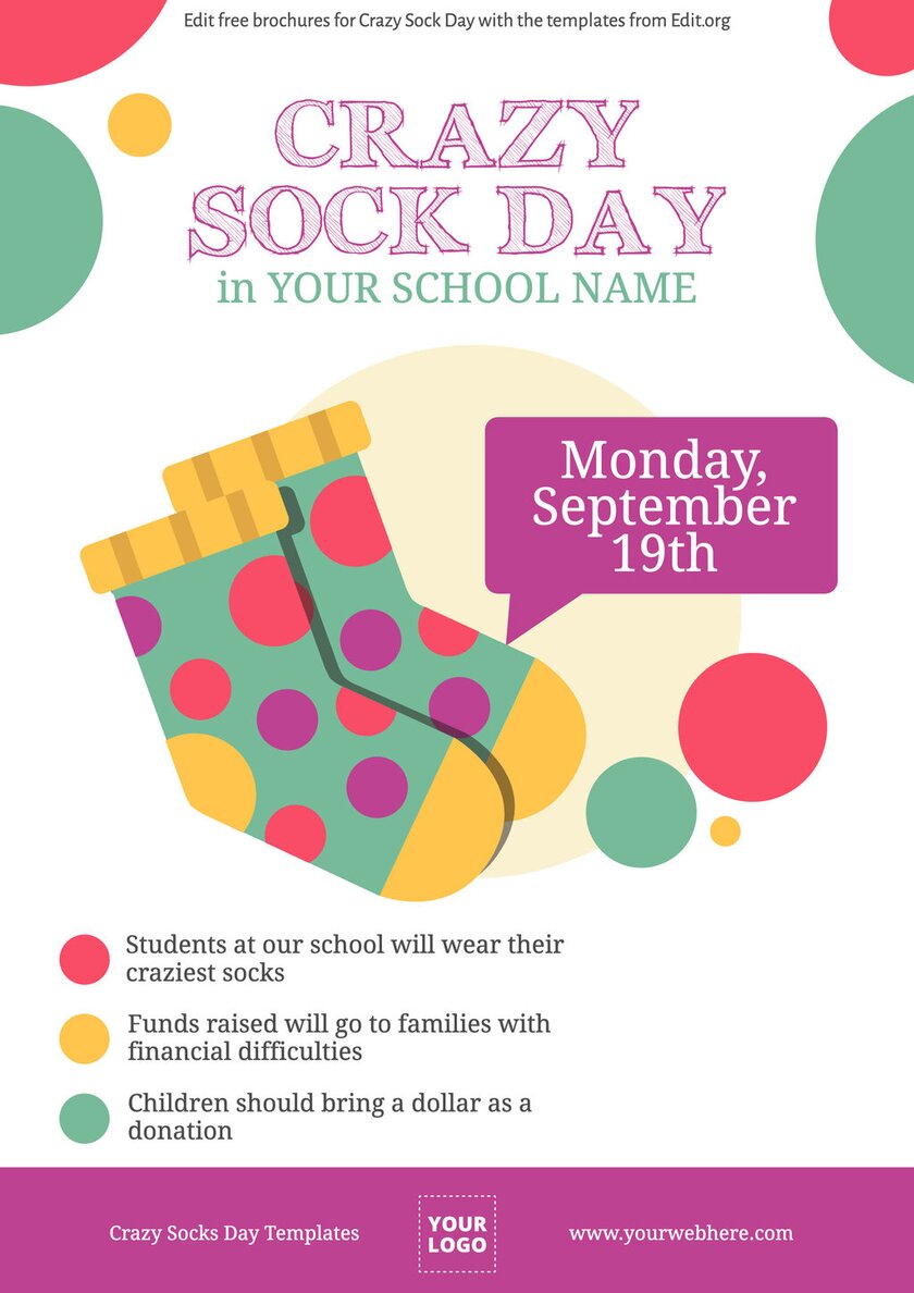 Free editable Crazy Sock Day for teachers