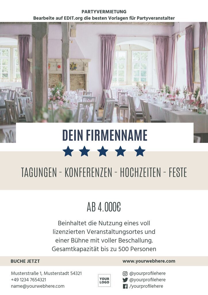 Gratis online Vorlagen für Partyveranstalter