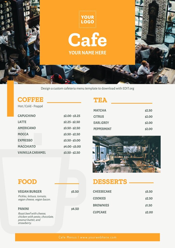 Design cafe menu cards online for restaurants