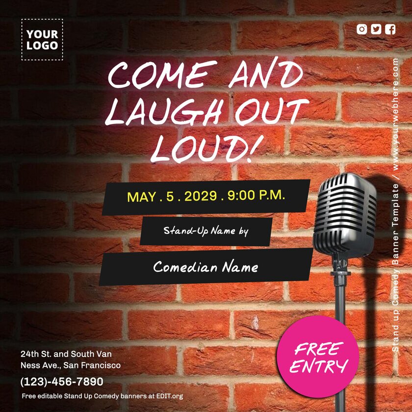 Editable Stand Up Comedy Poster Templates