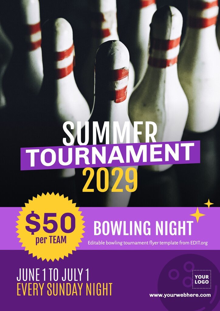 Editable bowling tournament poster