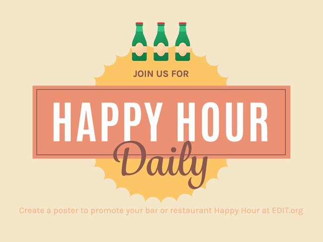 Posters for Happy Hour promotions editable online