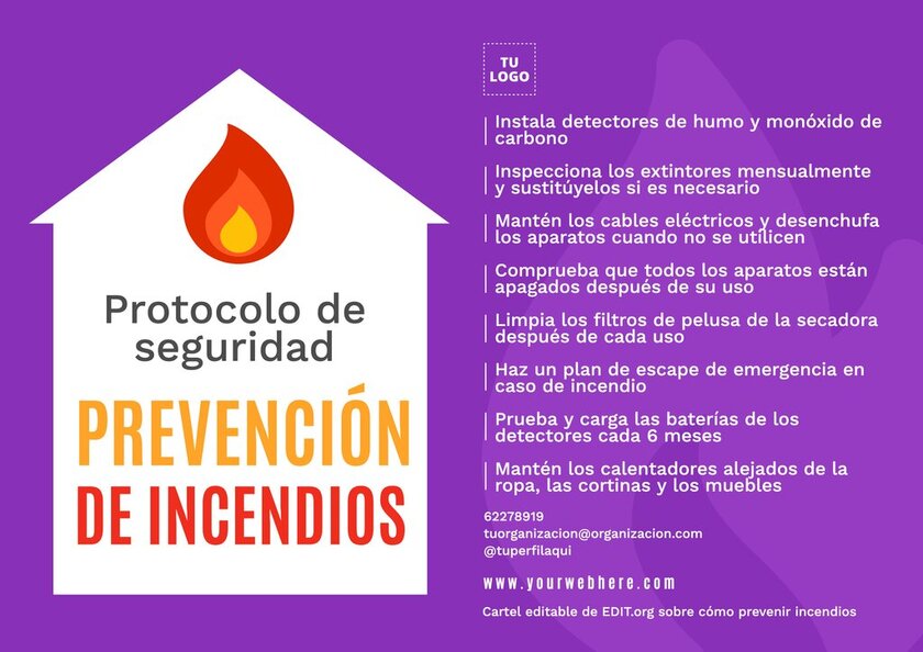Crea un cartel de prevención de incendios online