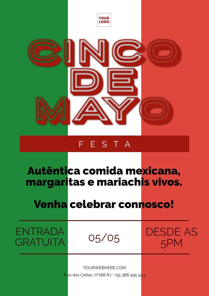 Cartaz editável de festa de Cinco de Mayo