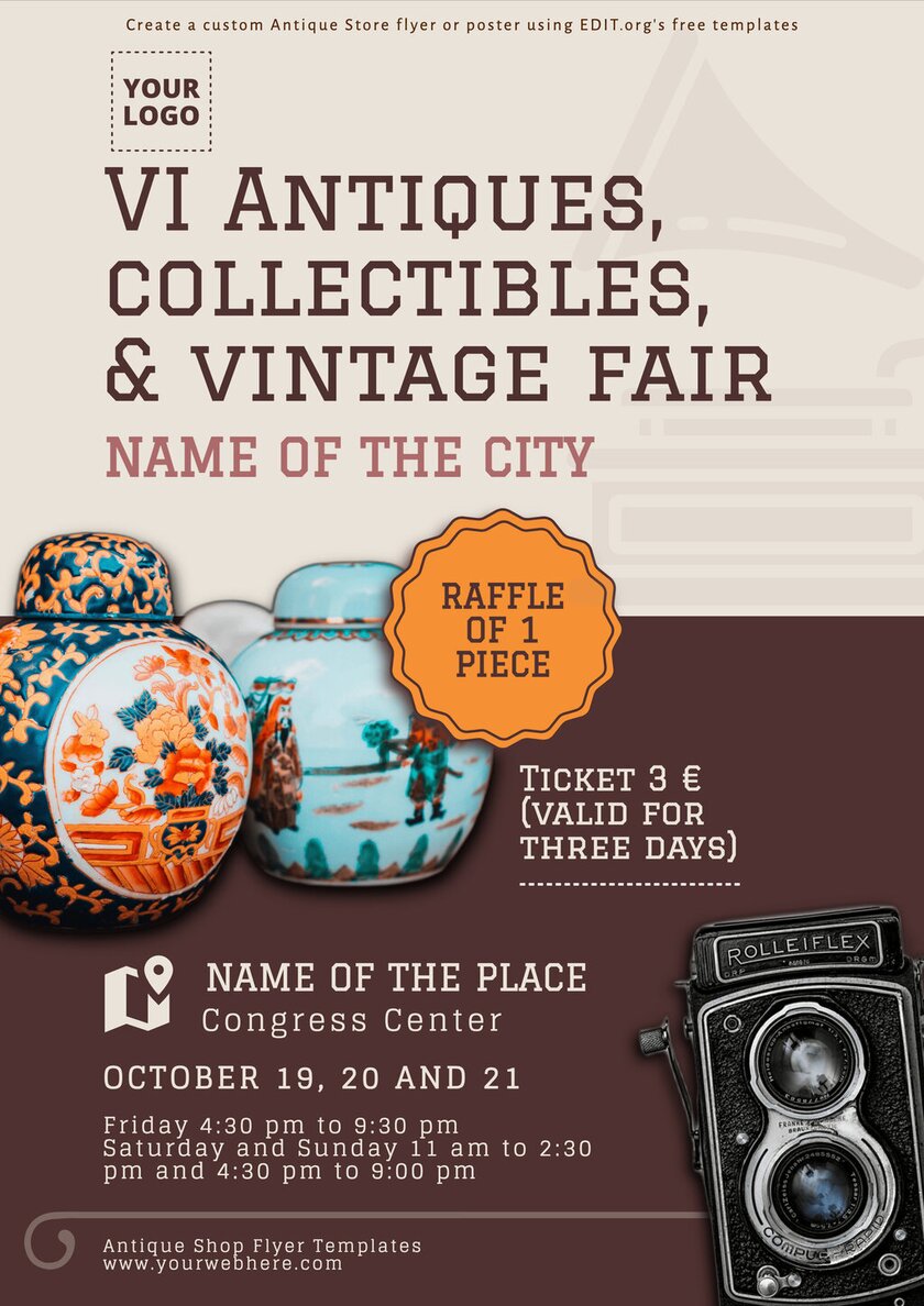 Editable poster template for vintage and collectible fair
