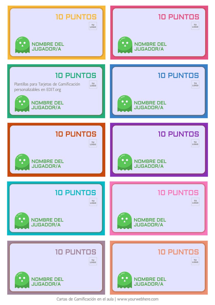 Plantilla tarjeta gamificación para personalizar online